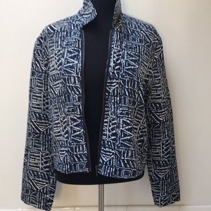 Clio jacket silk zipper collar blue batik